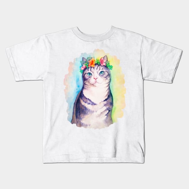 The watercolor cat Kids T-Shirt by LilianaTikage